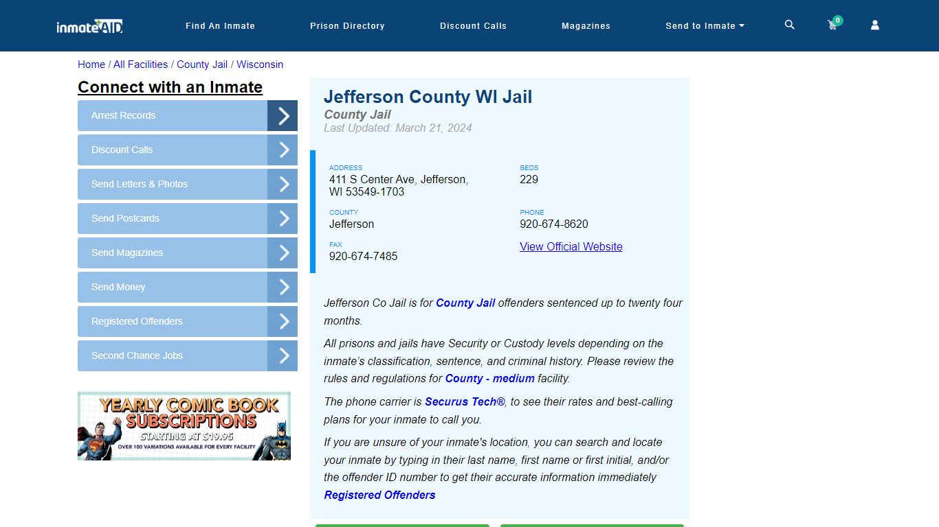 Jefferson County WI Jail - Inmate Locator